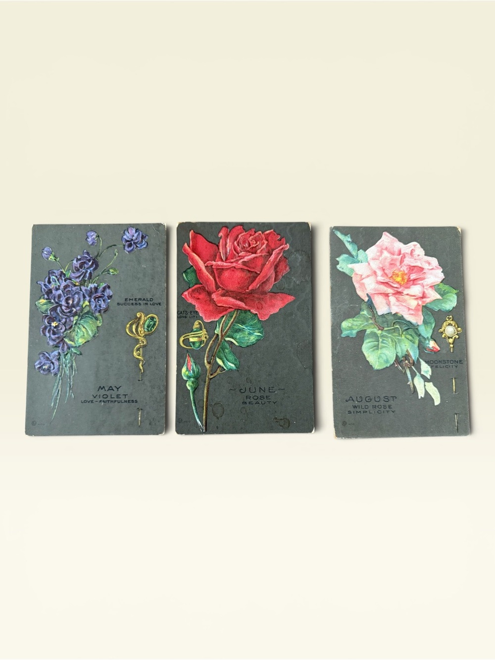 Antique Embossed Birth Month Fortune Postcards From 1910 - Picture 4 of 5